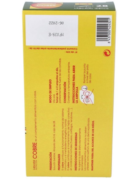 Labcatal 4 Cobre Ampollas, 28 X 2 Ml