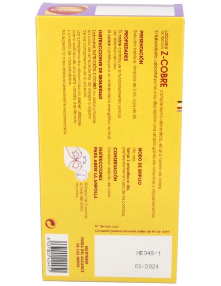 Labcatal Nutrición Zinc Cobre, 28 Ampollas X 2 Ml