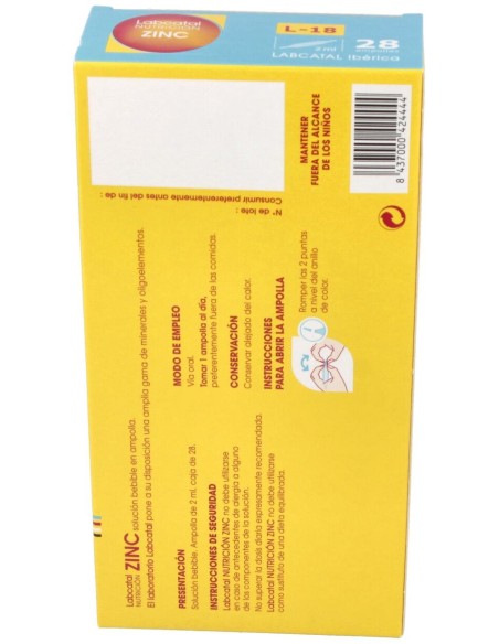 Labcatal 18 Zinc 28 Ampollas 2Ml