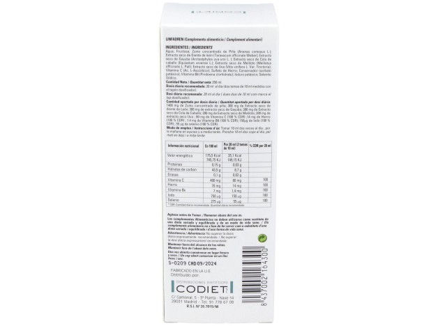Codiet Linfadren Drenante Linfático 250Ml
