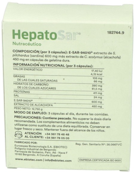 Ebiotec Hepatosar 30 Perlas