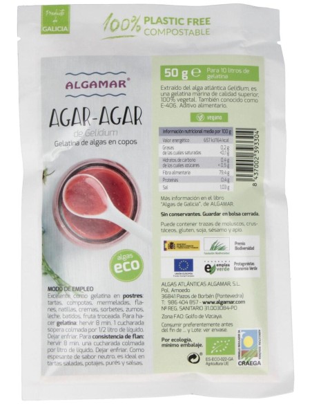 Algamar Algas Agar-Agar Ecológicas Copos 50G