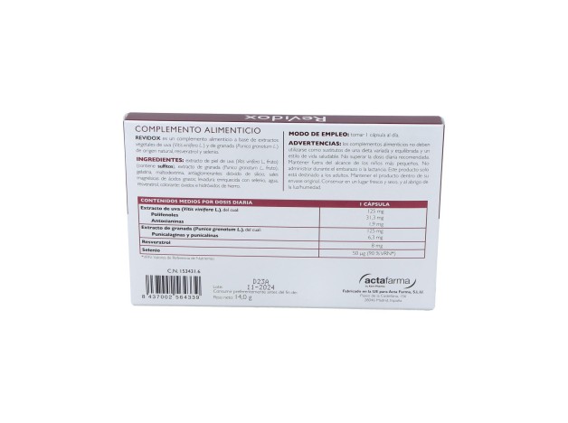 Revidox Antioxidante Stilvid 84%, 30 Cápsulas