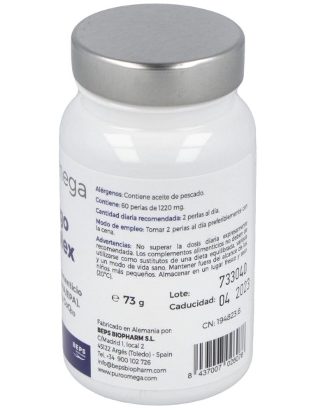 Puro Omega Ginkgo Complex Dha/Epa Q10 60Perlas