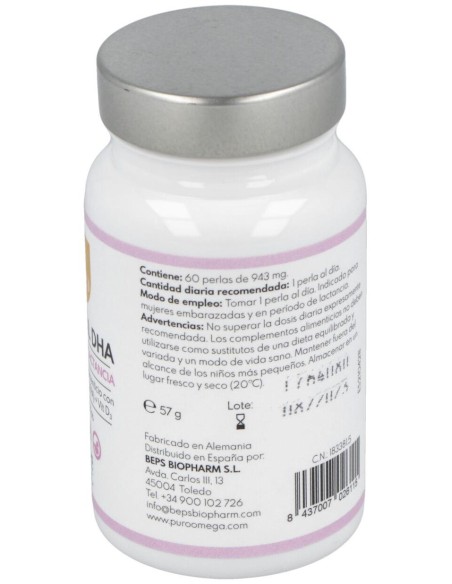 Puro Omega Natural Dha Embarazo Lactancia 60 Perlas