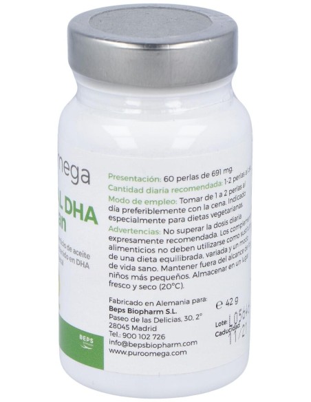 Puro Omega Natural Dha Vegan 60Perlas