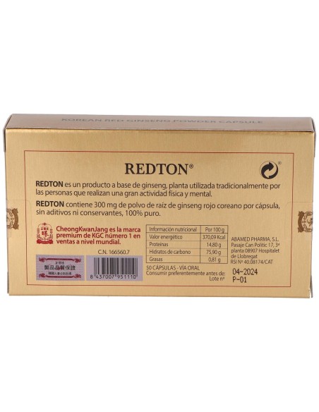 Redton Ginseng Rojo Coreano 50Cap