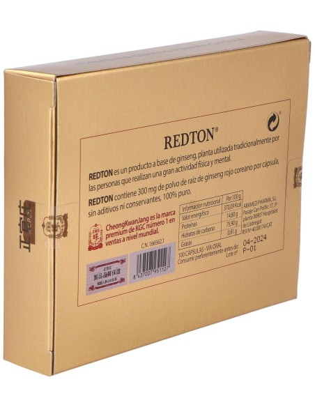 Redton Ginseng Rojo Coreano 100 Capsulas