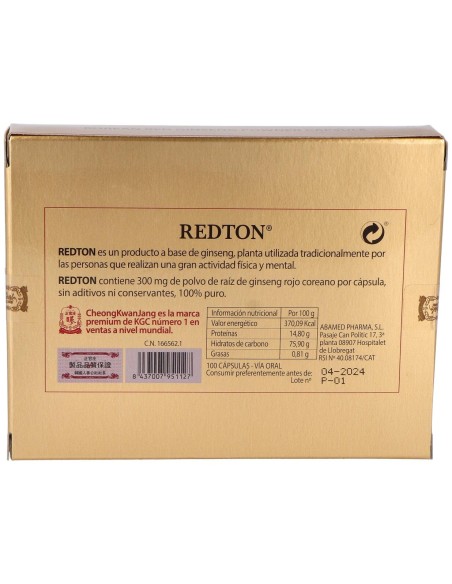 Redton Ginseng Rojo Coreano 100 Capsulas