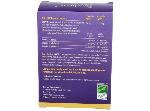100% Natural Resiliens Deporte 60 Cápsulas