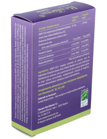 100% Natural Resiliens Vitalidad 60 Cápsulas