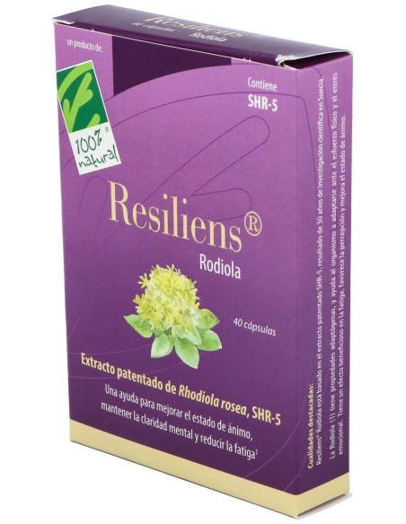 100% Natural Resiliens Rodiola 40 Cápsulas