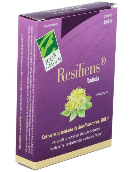 100% Natural Resiliens Rodiola 40 Cápsulas