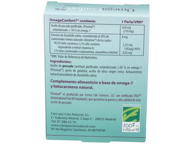 100% Natural Omegaconfort 7 30 Cápsulas