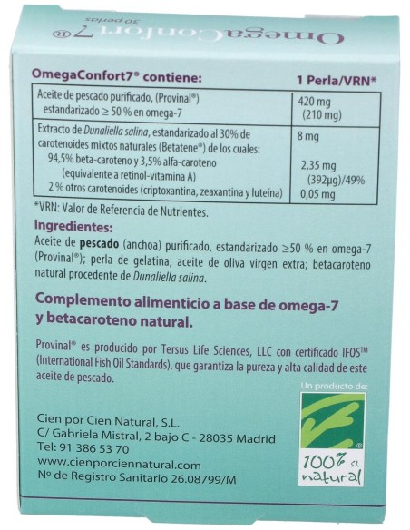 100% Natural Omegaconfort 7 30 Cápsulas