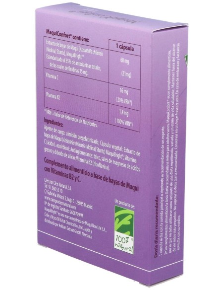 100% Natural Maquiconfort 30 Cápsulas Vegetales