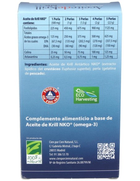100% Natural Aceite De Krill Nko 40 Cápsulas De 500Mg
