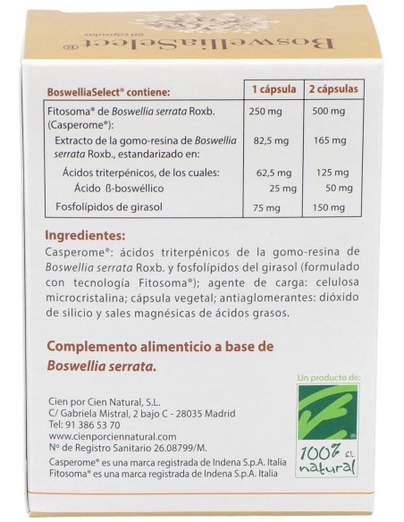100% Natural Boswellia Select 60Cáps