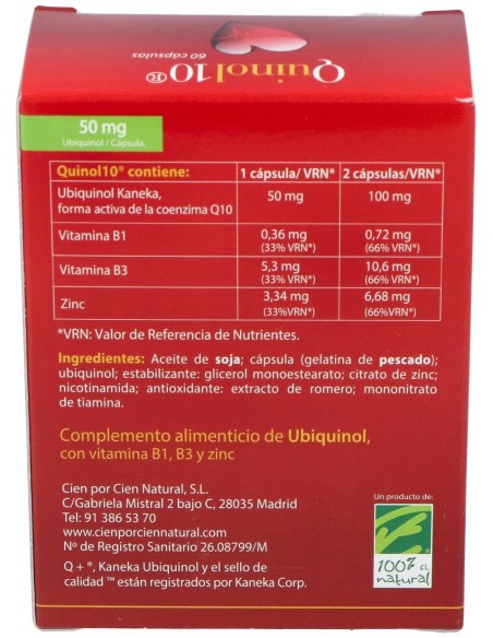 100% Natural Quinol10 50Mg 60Caps