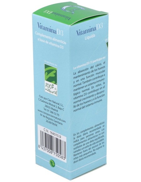 100% Natural Vitamina D3 Líquida 50Ml