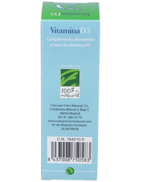 100% Natural Vitamina D3 Líquida 50Ml