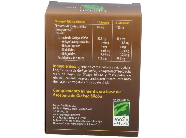 100% Natural Ginkgo 60Cáps