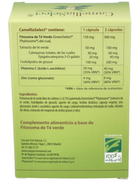 100% Natural Camellia Select Antioxidante 60Cáps