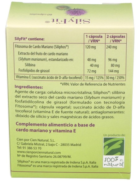 100% Natural Silyfit Digestivo 60Cáps