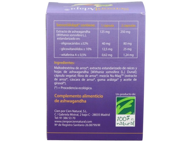 100% Natural Sensoril Adapt Tónico 60 Perlas