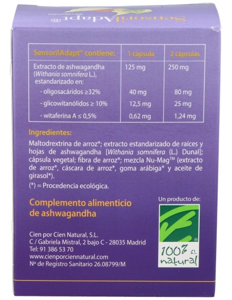 100% Natural Sensoril Adapt Tónico 60 Perlas