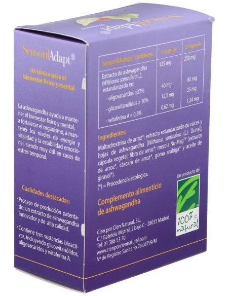 100% Natural Sensoril Adapt Tónico 60 Perlas