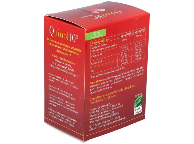 100% Natural Quinol 10 90Cápsulas De 50Mg De...