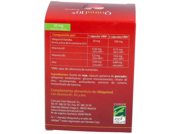 100% Natural Quinol 10 90Cápsulas De 50Mg De...