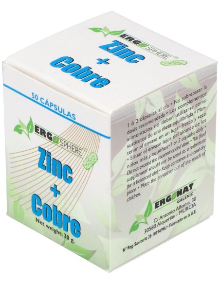 Ergonat Galenic Zinc Cobre Ergosphere 50Caps