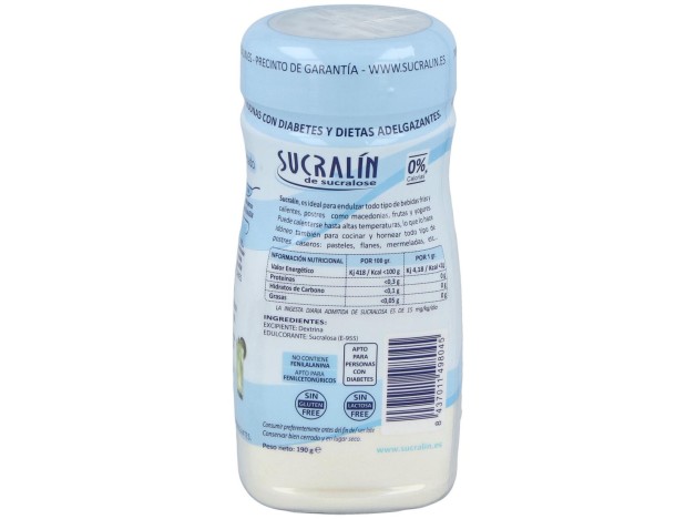 Sucralin De Sucralosa Endulzante Granulado 190 G