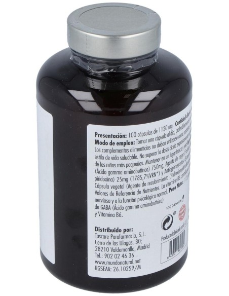 Mundo Natural Gabasor 750 Mg Con B6 100 Cap