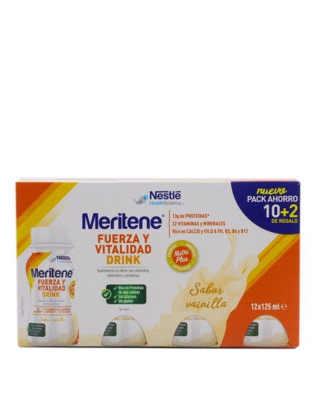 Meritene Drink Fuerza y Vitalidad Sabor Vainilla 10+2 uds 125 ml
