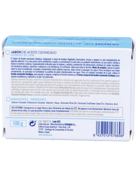 Ozoaqua Jabón De Ozono En Pastilla, 100 G
