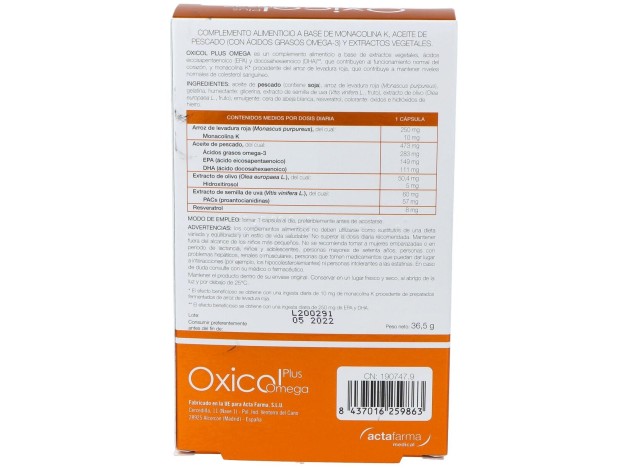 Oxicol Plus Omega, 30 Cápsulas Blandas