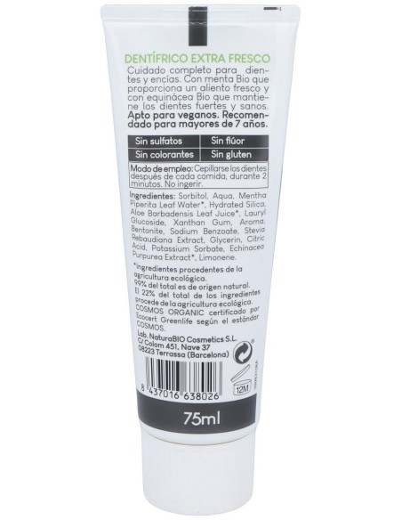 Naturabio Cosmetics Dentifrico Extra Fresco Equinacea Y Menta Bio 75Ml