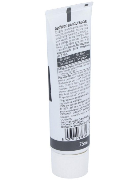 Naturabio Cosmetics Dentifrico Blanqueador Menta Bio Y Carbon Activo 75Ml
