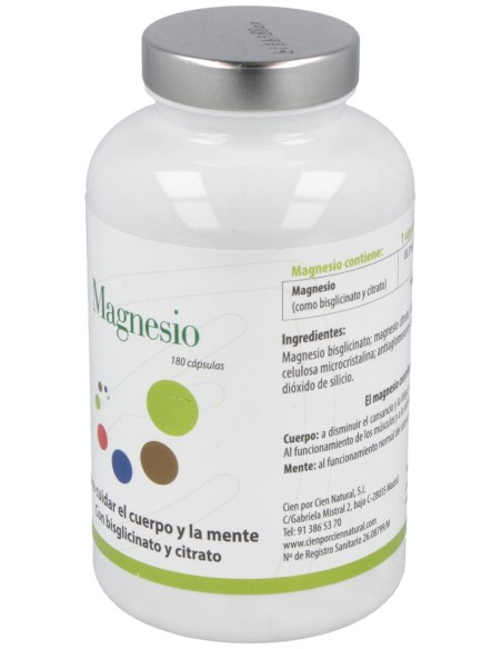 100% Natural Magnesio 180 Cápsulas