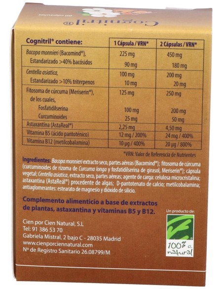 100% Natural Cognitril 60 Cápsulas