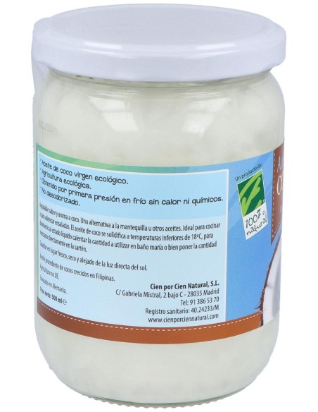 100% Natural Aceite De Coco 500 Ml