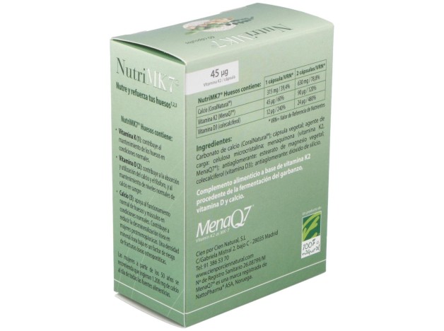 100% Natural Nutrimk7 Huesos 60 Cápsulas Gelatina