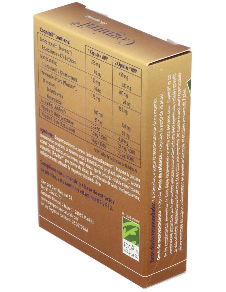 100% Natural Cognitril 30 Cápsulas