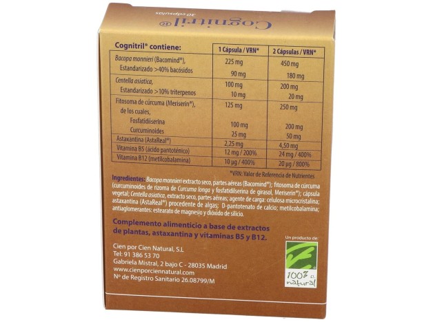 100% Natural Cognitril 30 Cápsulas