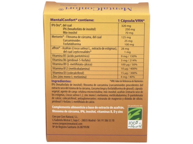 100% Natural Mentalconfort 30Cáps