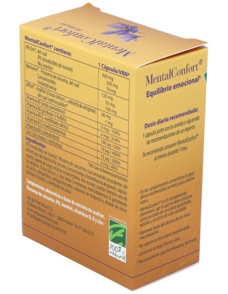 100% Natural Mentalconfort 60 Cápsulas Vegetales
