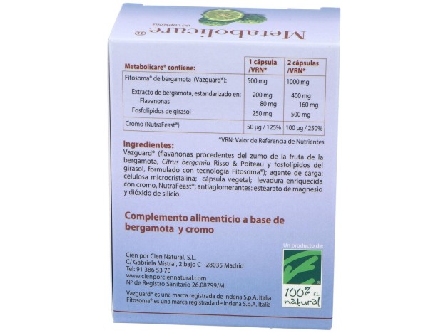 100% Natural Metabolicare 60Caps